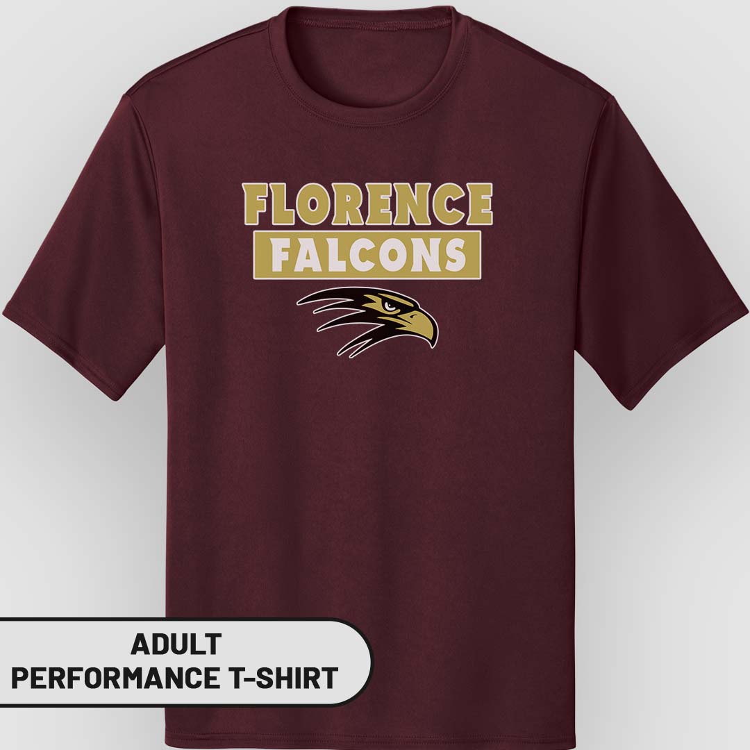 Adult Performance T-Shirt Florence Falcons Rectangle | FCS-005