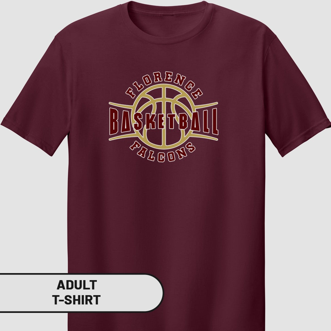Florence Basketball Falcons Design Adult T-shirt