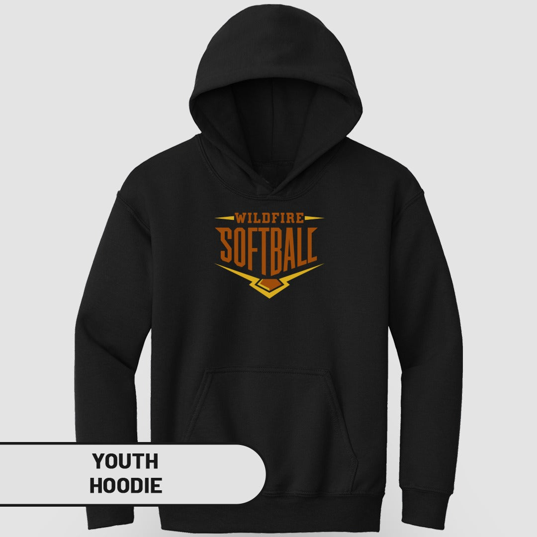 Wildfire Softball Graphic Black Youth Hoodie