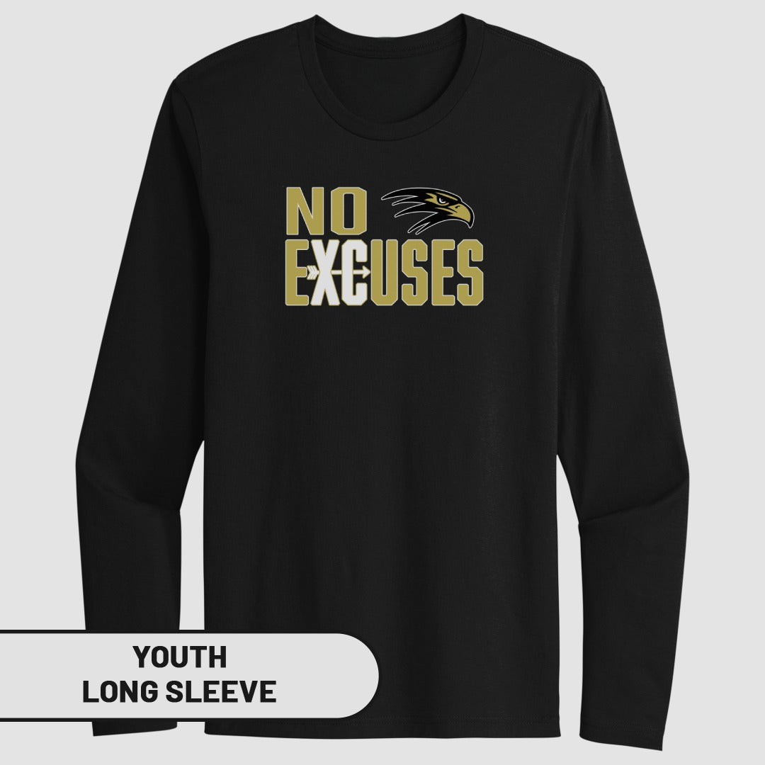 No Excuses Graphic Design Youth Long Sleeve Shirt