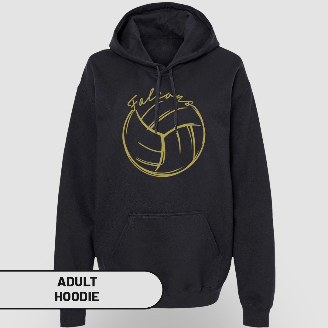 Volleyball Graphic Print Black Adult Hoodie