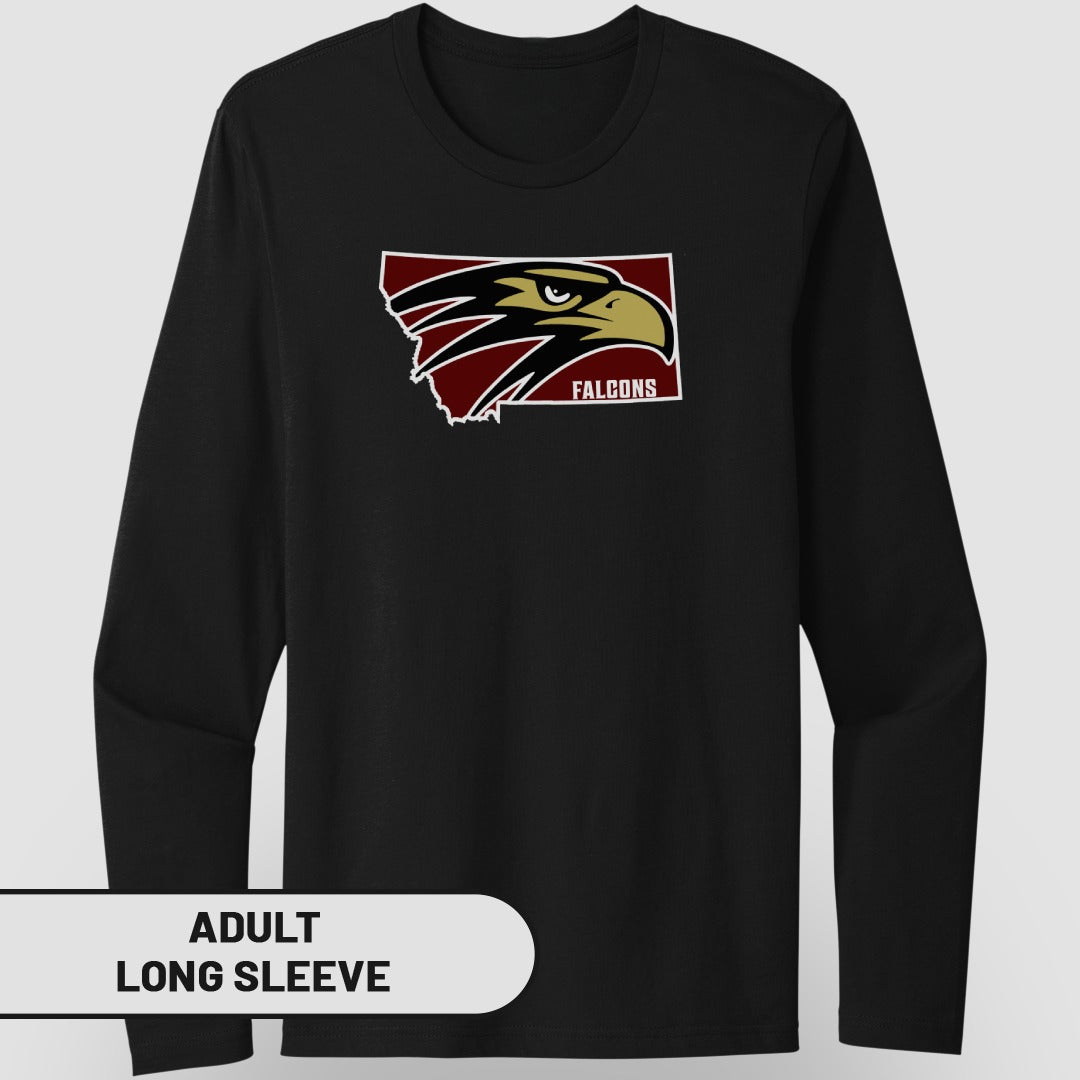 Falcons Custom Logo Black Adult Long Sleeve Top