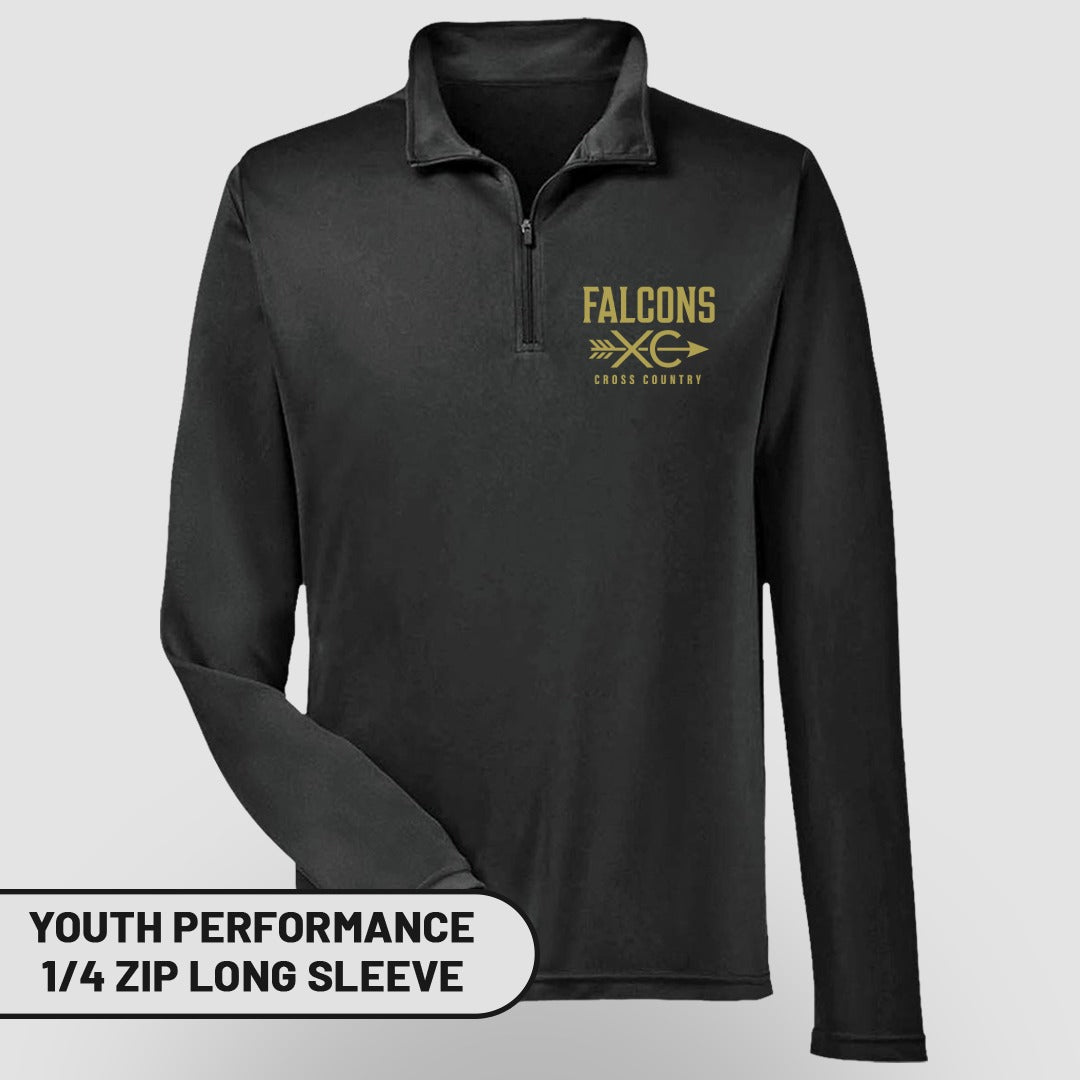 Falcons Cross Country Youth Performance 1/4 Zip Long Sleeve