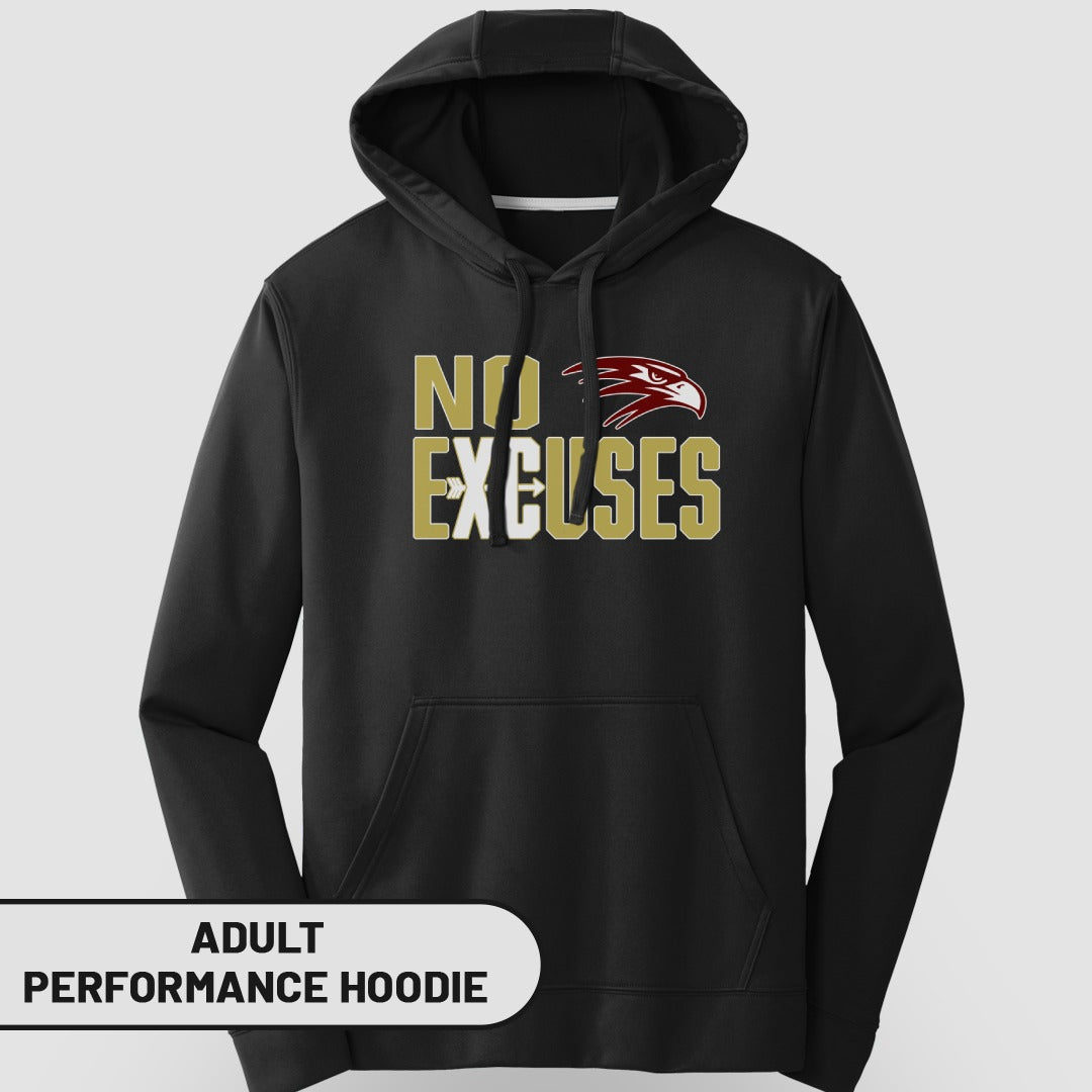 NO EXCUSES Adult Performance Hoodie
