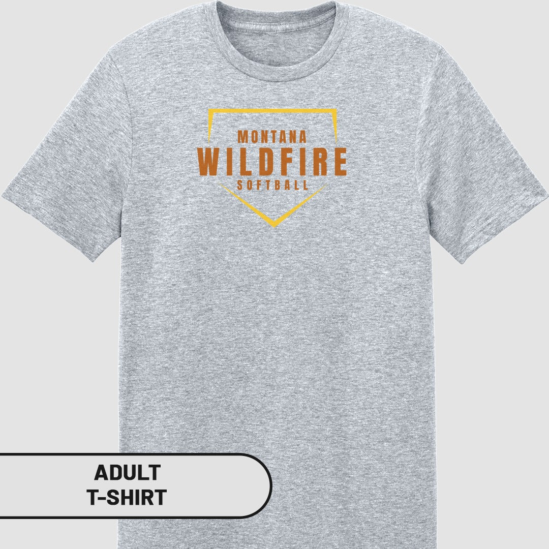 Montana Wildfire Softball Design Adult T-Shirt