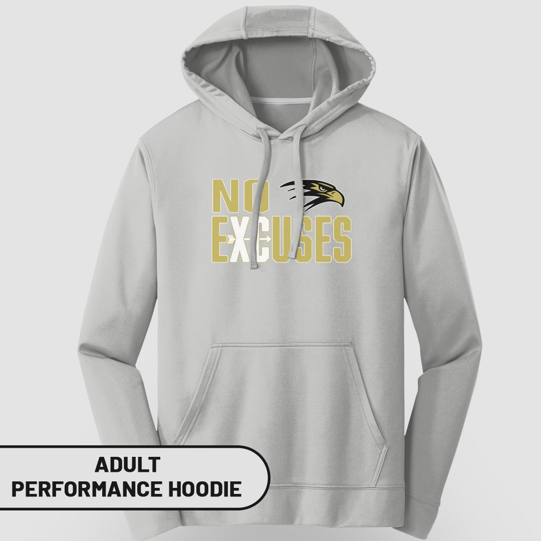 No Excuses Eagle Print Adult Performance Hoodie