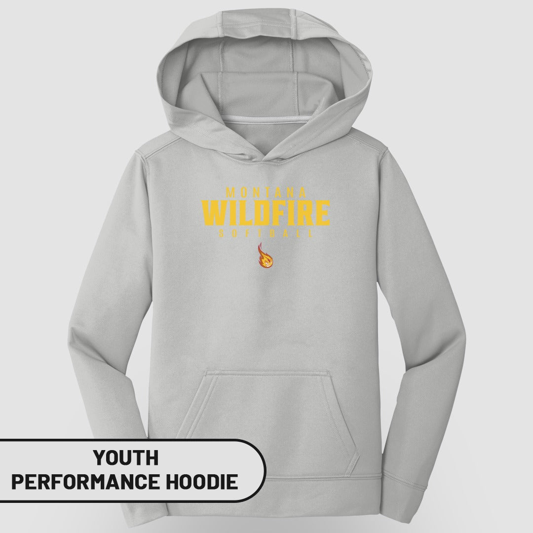 Montana Wildfire Softball Youth Performance Hoodie
