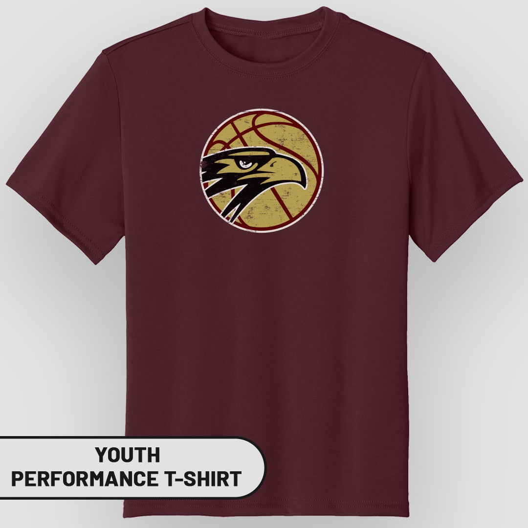 Youth Performance T-Shirt with Basketball Hawk Design
