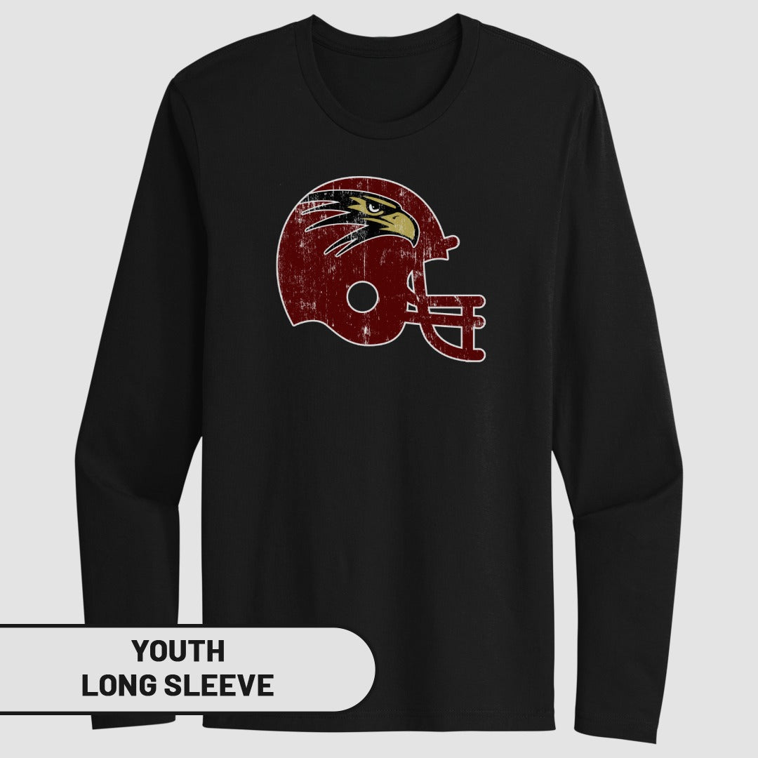 Youth Long Sleeve Shirt with Vintage Football Helmet Design