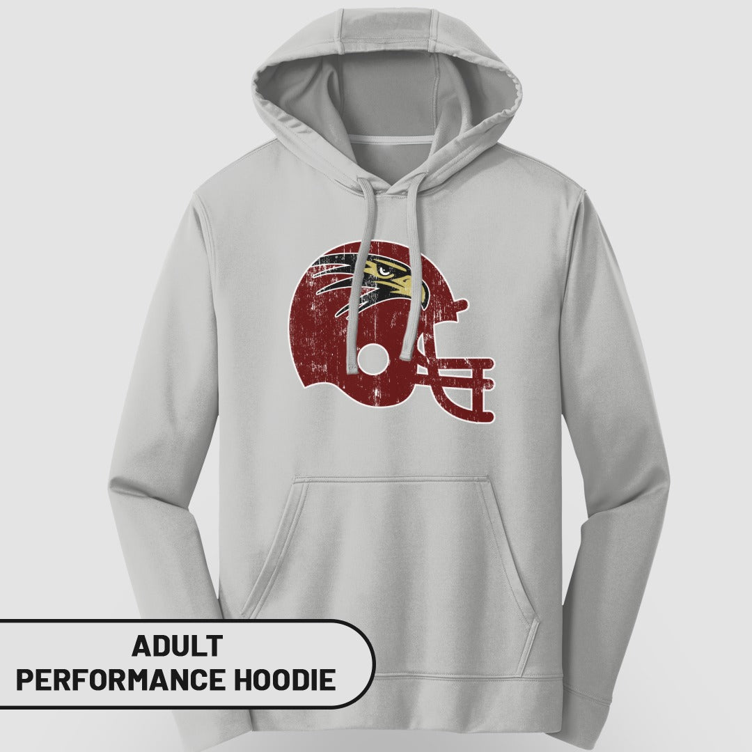 Vintage Football Helmet Design Adult Performance Hoodie