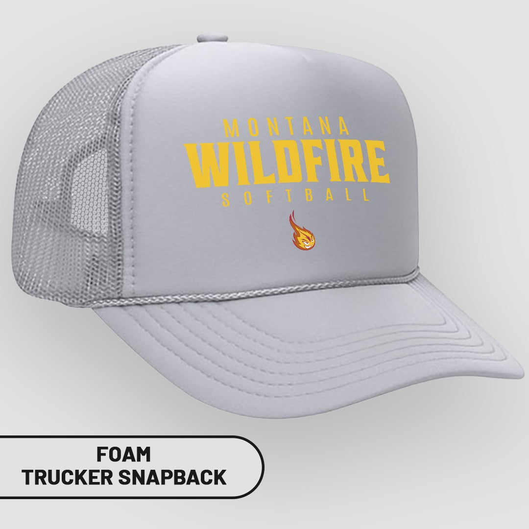 Montana Wildfire Softball Foam Trucker Snapback Hat