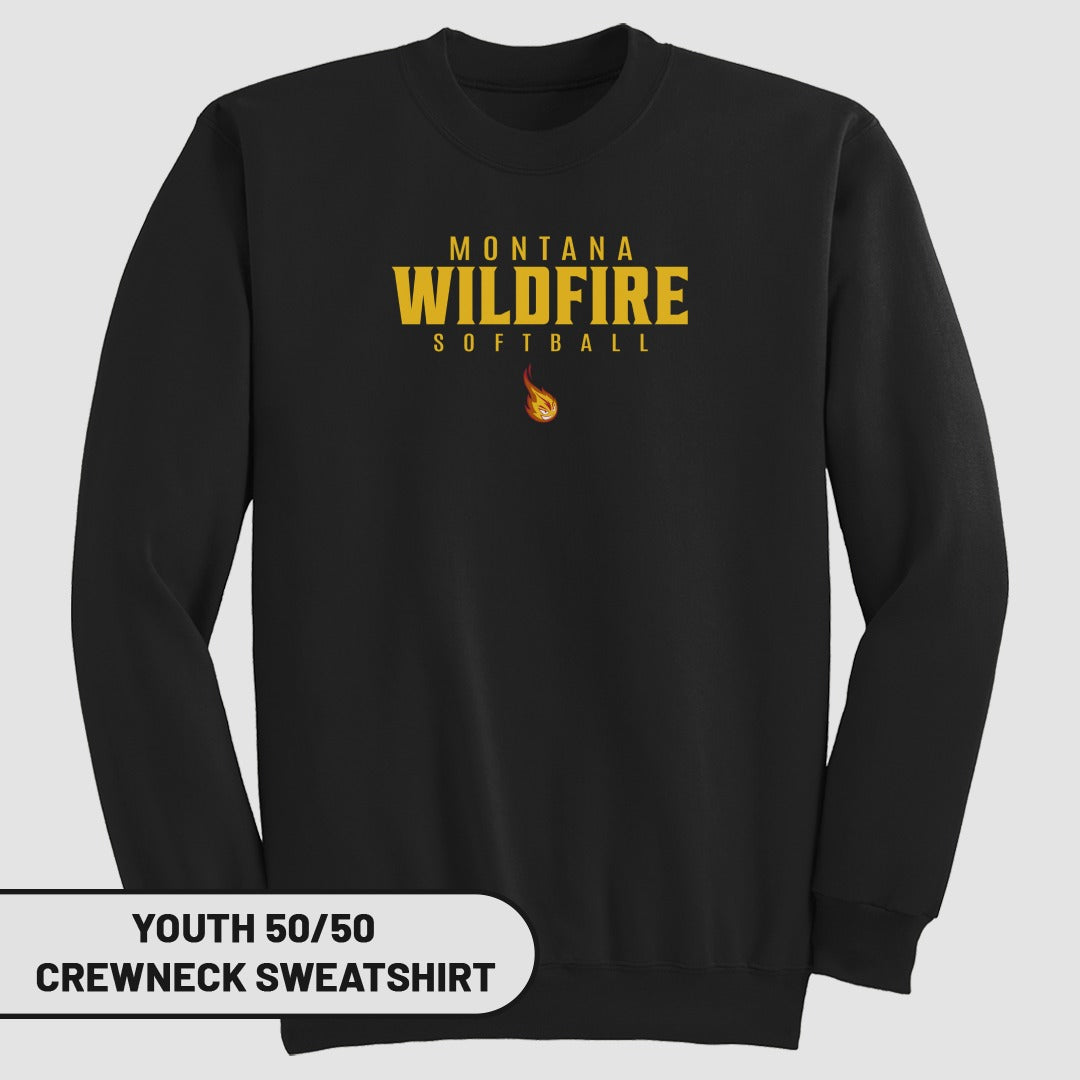 Montana Wildfire Softball Youth Crewneck Sweatshirt