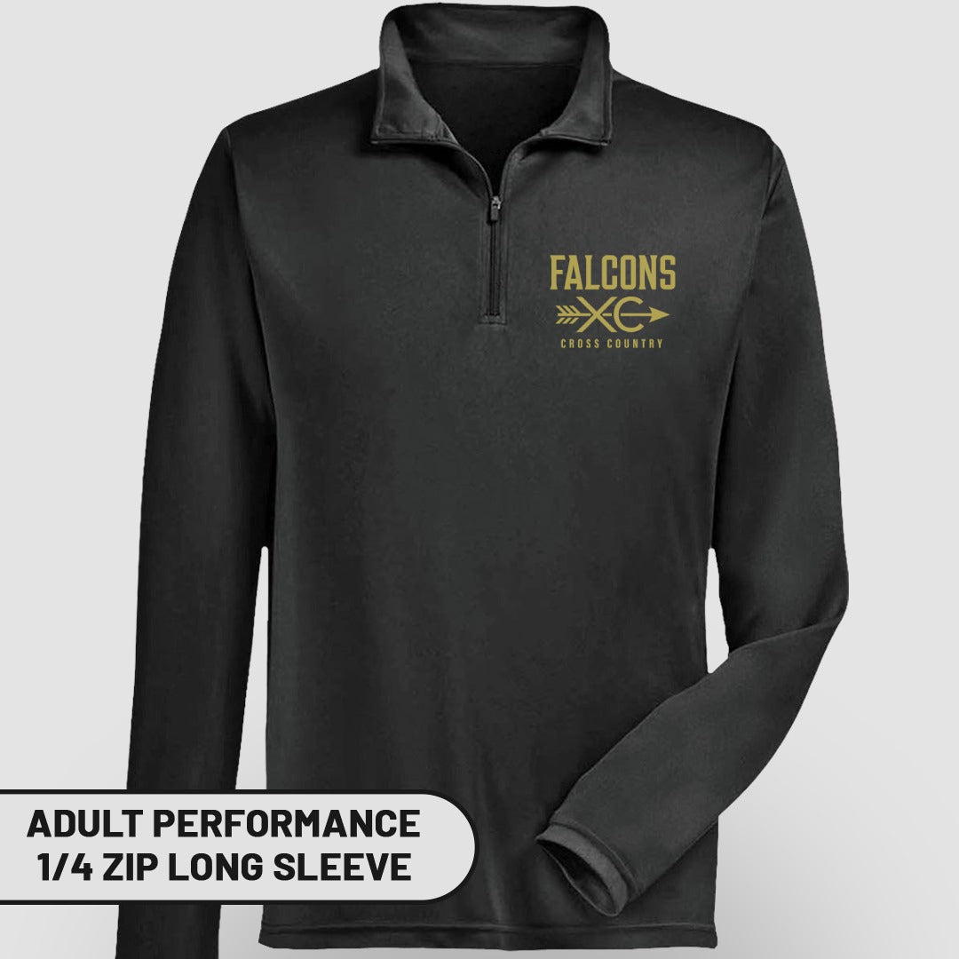Falcons Cross Country Adult Performance 1/4 Zip Long Sleeve