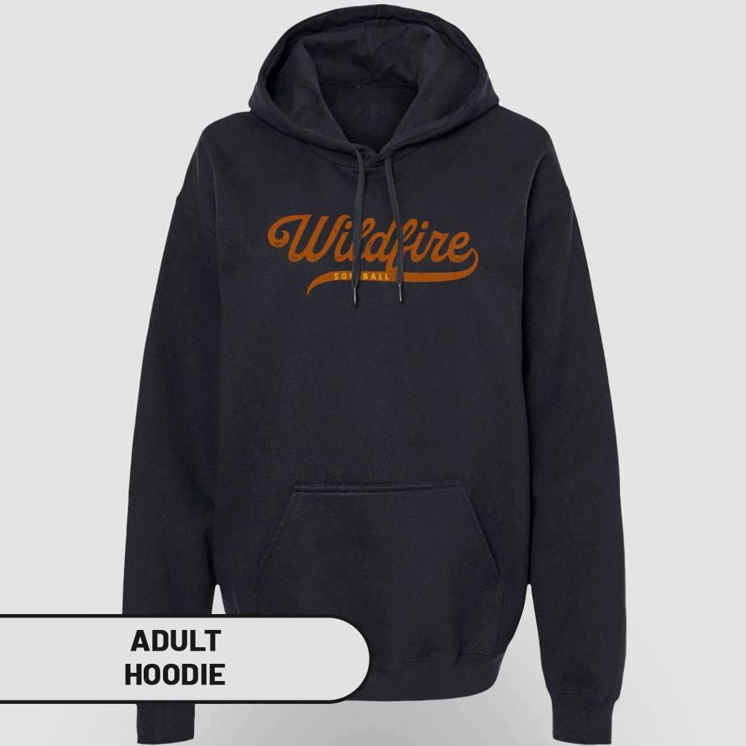 Wildfire Script Logo Black Adult Hoodie