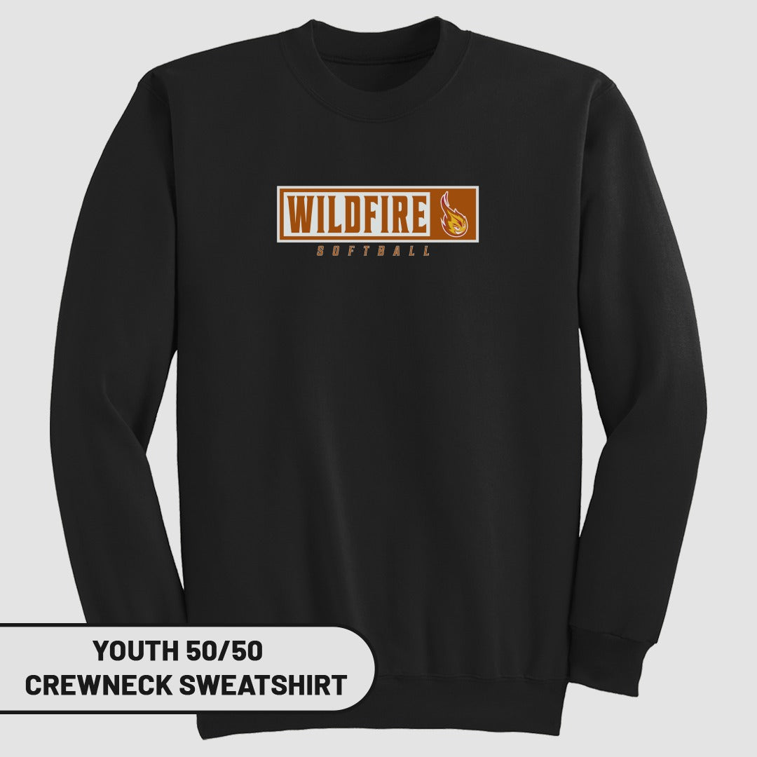 Wildfire Softball Logo Youth 50/50 Crewneck Sweatshirt