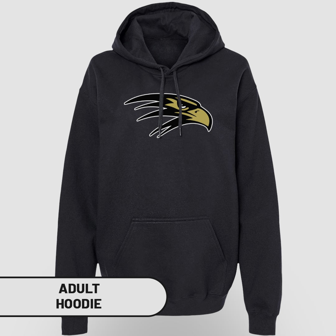 Black Hoodie with Eagle Design Adult Hoodie