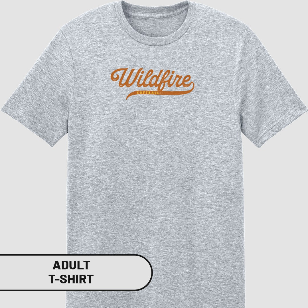Wildfire Softball Design on Gray Adult T-shirt