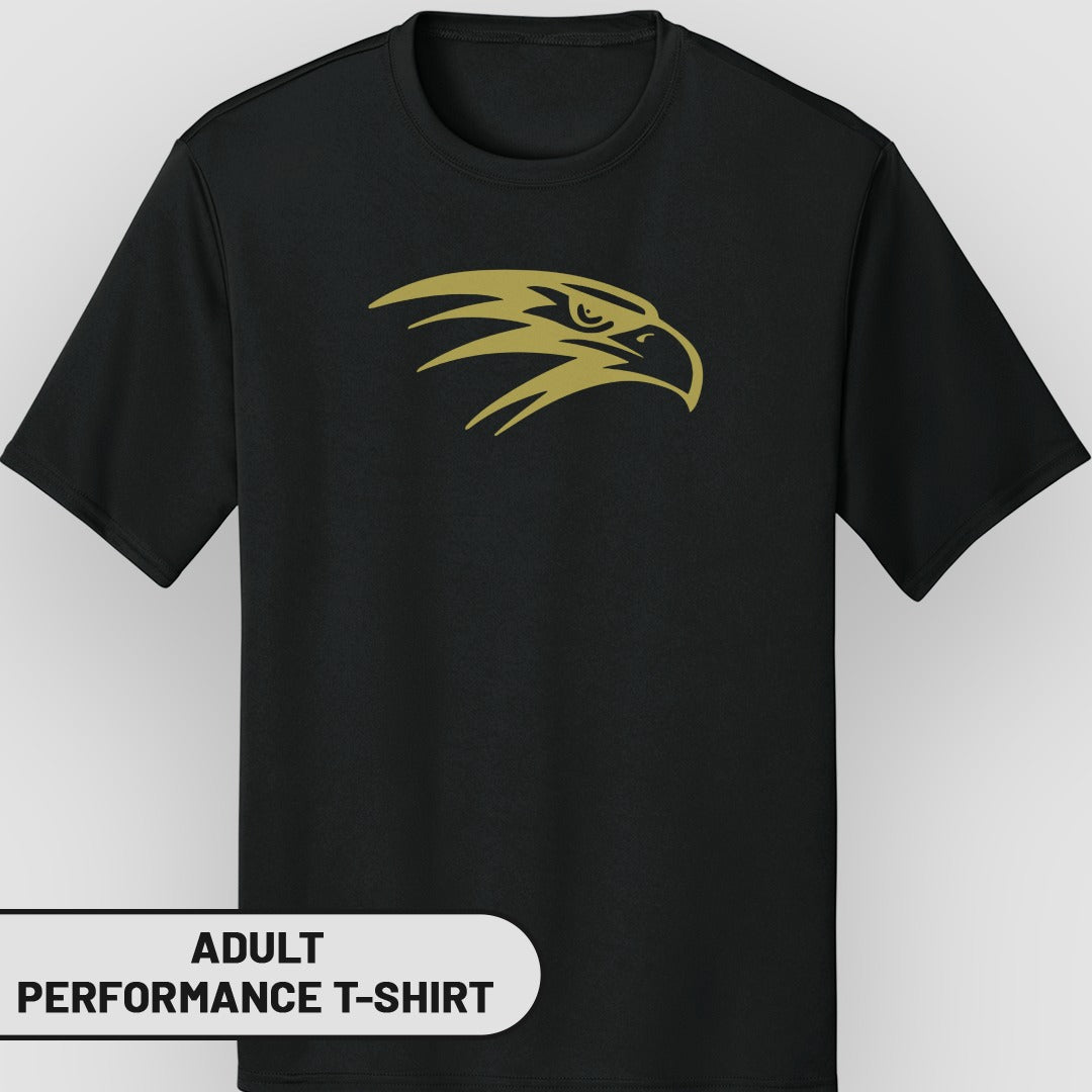 Black T-Shirt with Golden Eagle Print Design