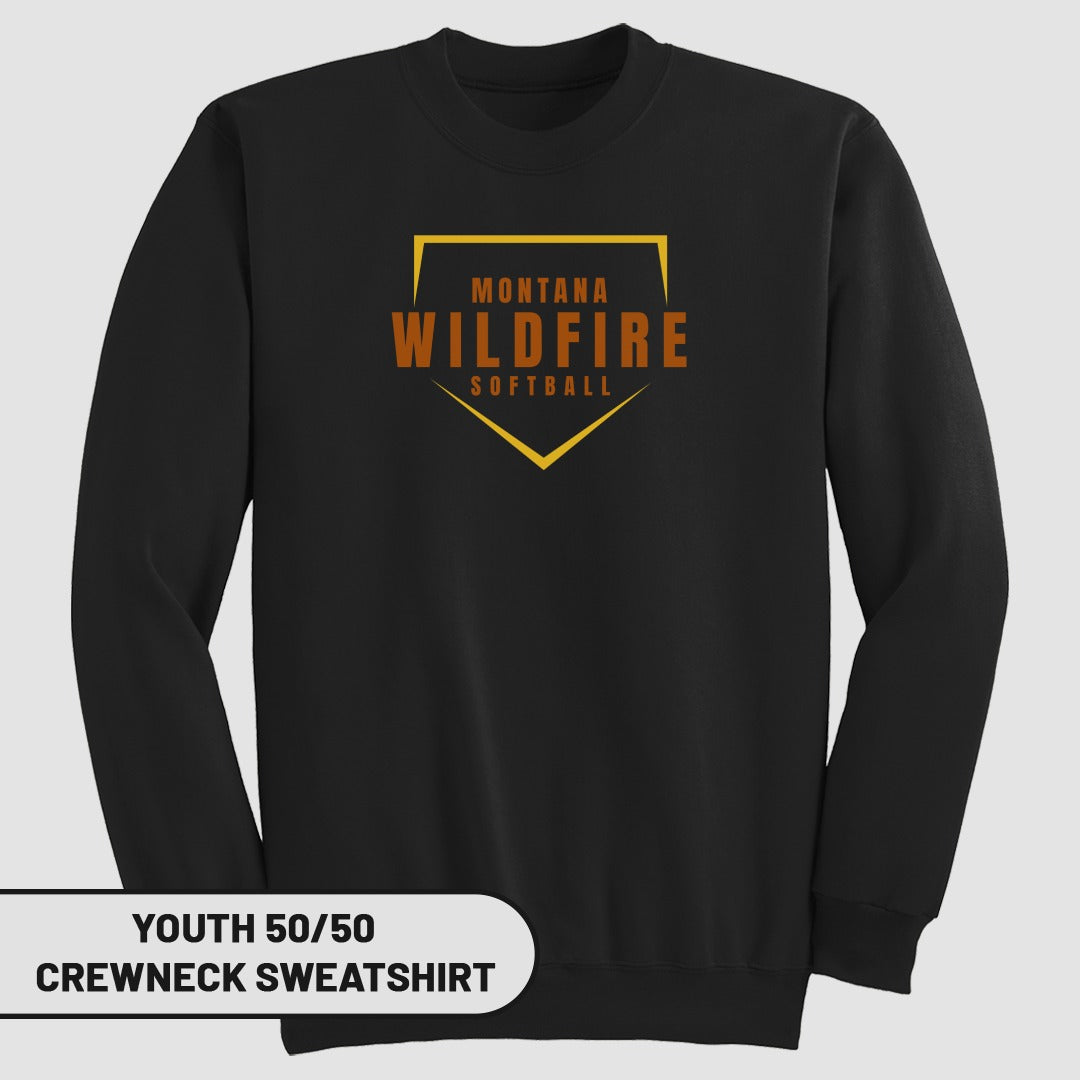 Montana Wildfire Softball Youth Crewneck Sweatshirt