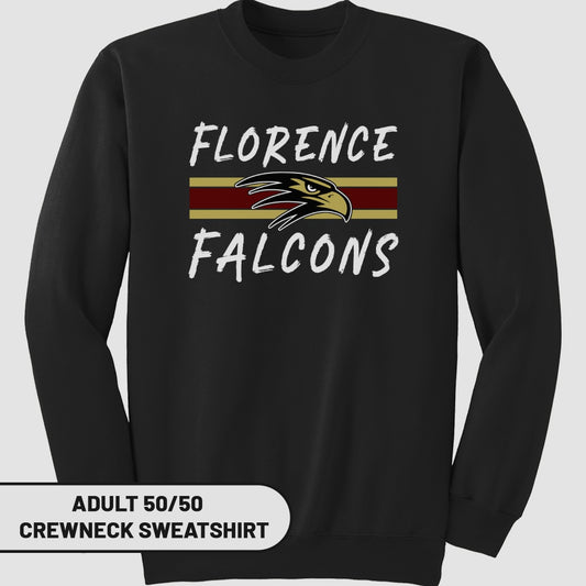 Florence Falcons Graphic Adult 50/50 Crewneck Sweatshirt