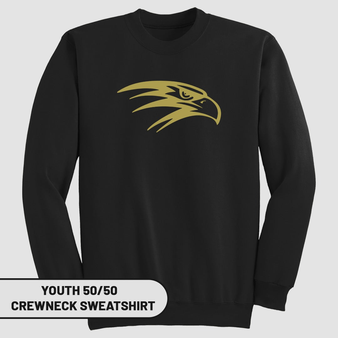 Black Youth Crewneck Sweatshirt with Eagle Print