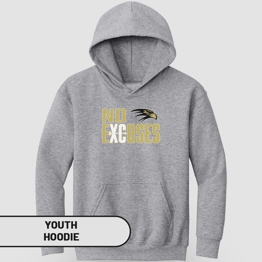 NO EXCUSES Youth Hoodie with Sports Design