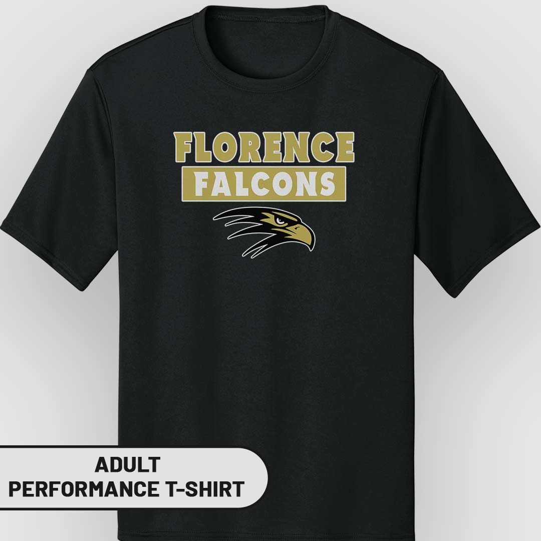 Adult Performance T-Shirt Florence Falcons Rectangle | FCS-005