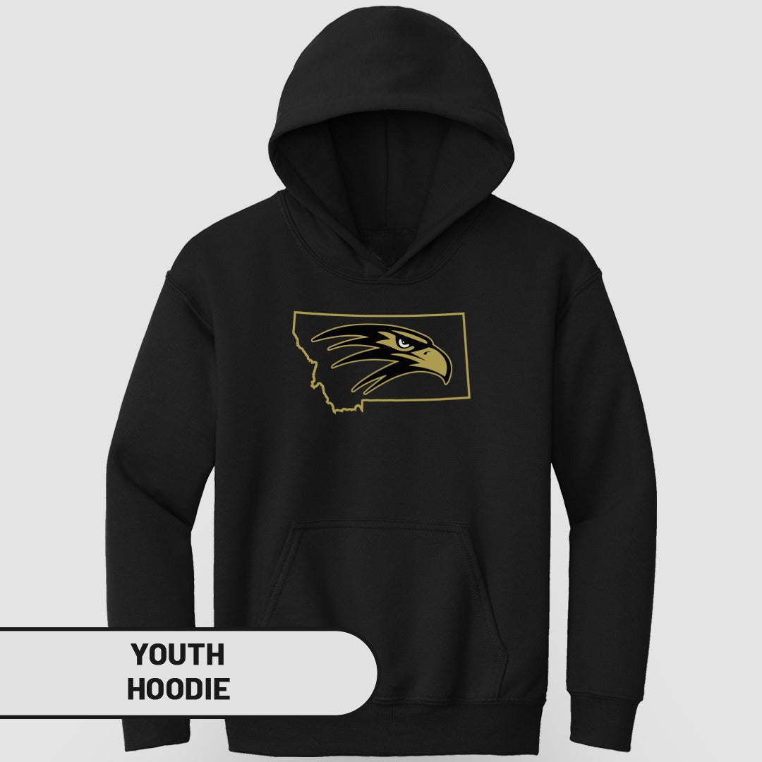 Black Hoodie with Eagle Outline Youth Hoodie