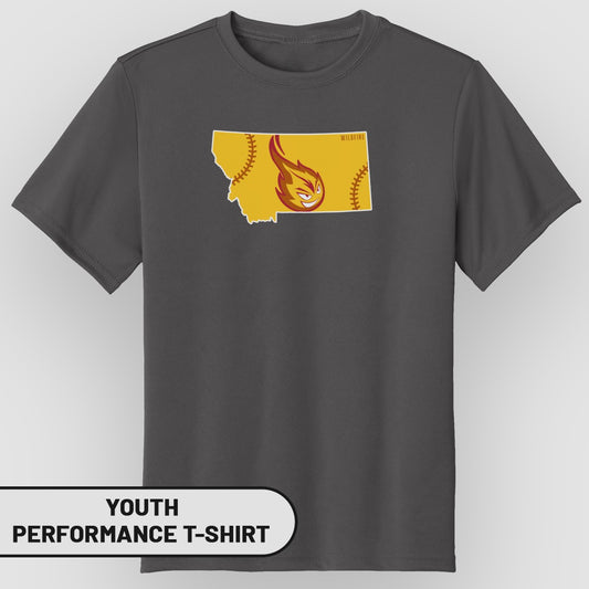 Youth Performance T-Shirt with State Fireball Design