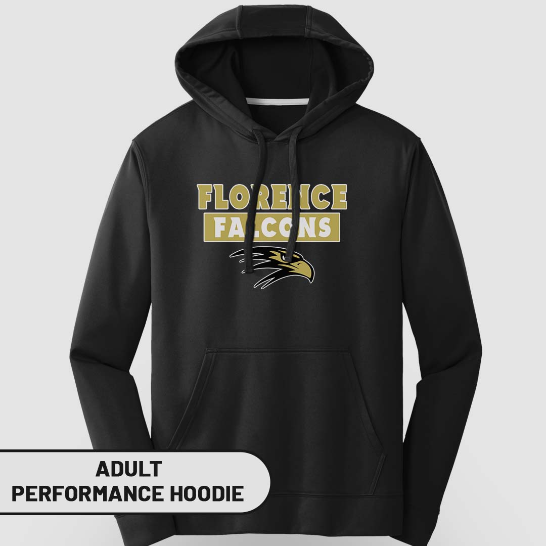 Adult Performance Hoodie Florence Falcons Rectangle | FCS-005