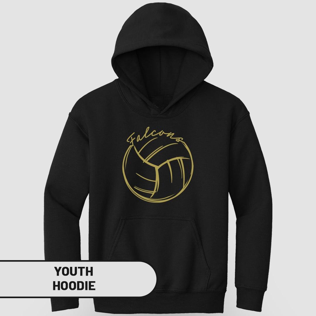 Falcon Volleyball Design Youth Hoodie