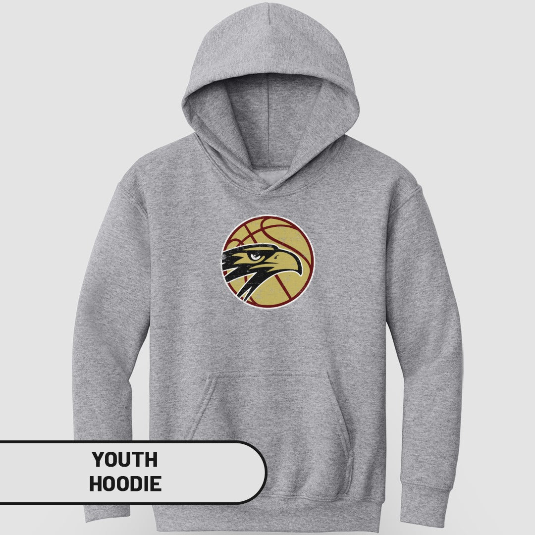 Youth Hoodie with Basketball and Hawk Design