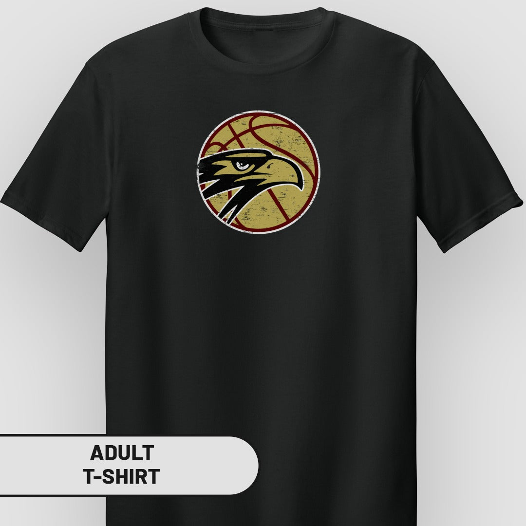 Intense Hawk Emblem Basketball Adult T-shirt