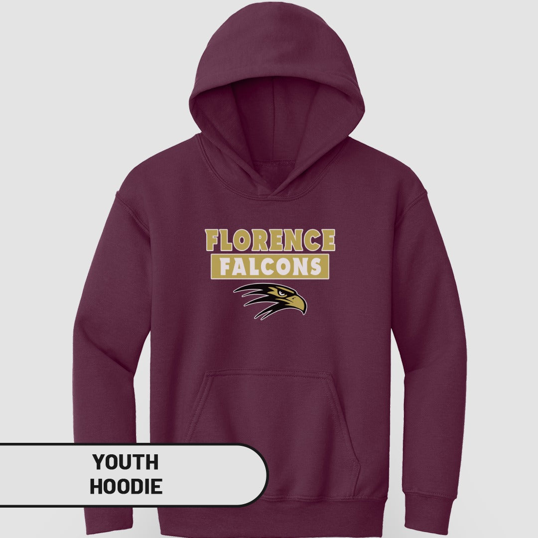 Florence Falcons Maroon Youth Pullover Hoodie