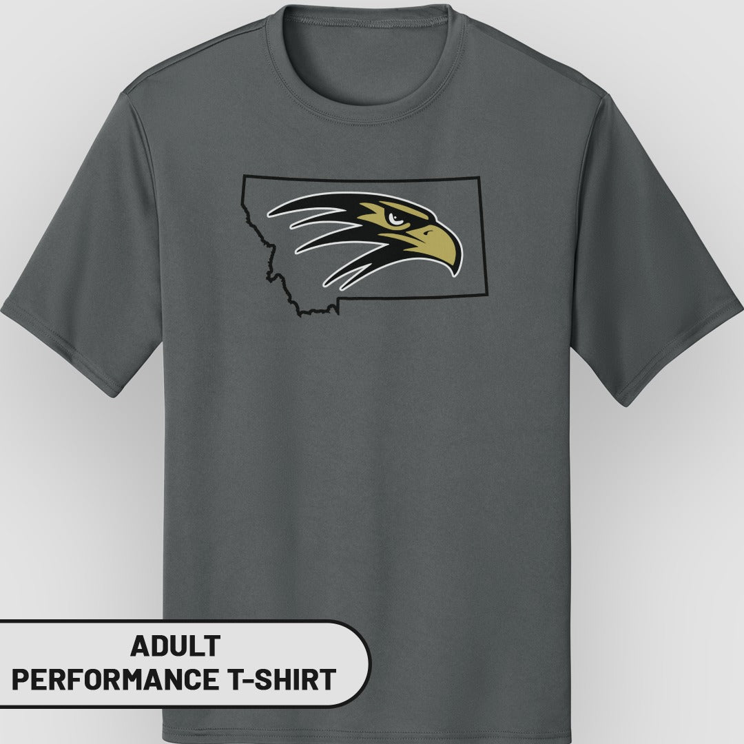 Eagle Logo in Montana Outline Adult Performance T-Shirt