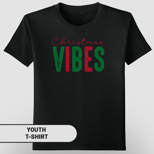 Festive Christmas Vibes Youth T-Shirt Holiday Apparel