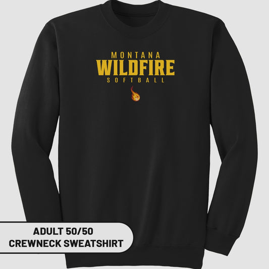 Montana Wildfire Softball Adult 50/50 Crewneck Sweatshirt