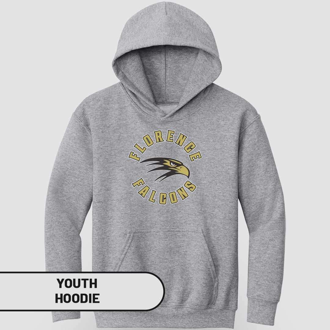 Florence Falcons Youth Hoodie with Bold Logo