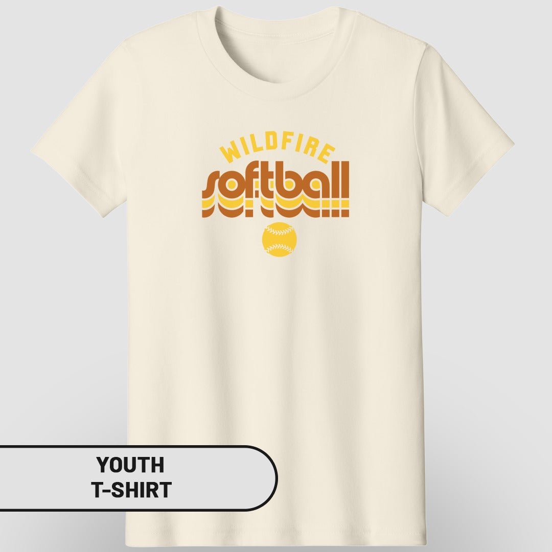 Wildfire Softball Design Yellow Text Youth T-Shirt