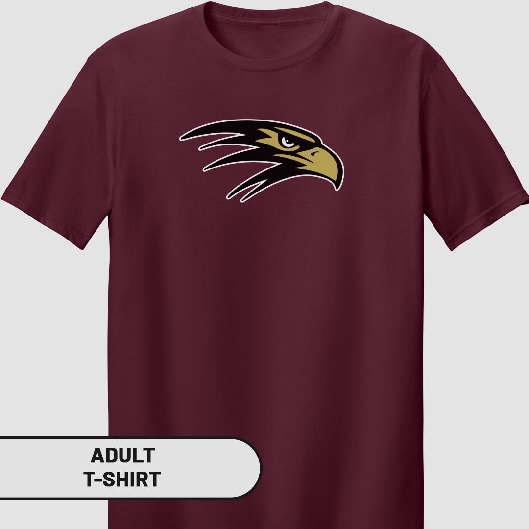 Fierce Eagle Logo on Maroon Adult T-Shirt