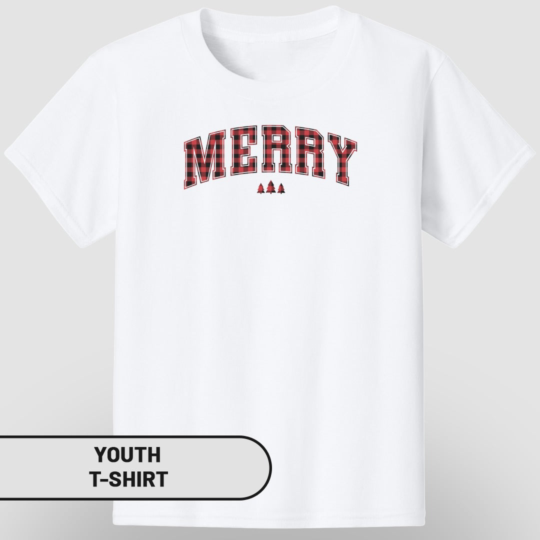 Festive Merry Youth T-Shirt for Holiday Celebrations