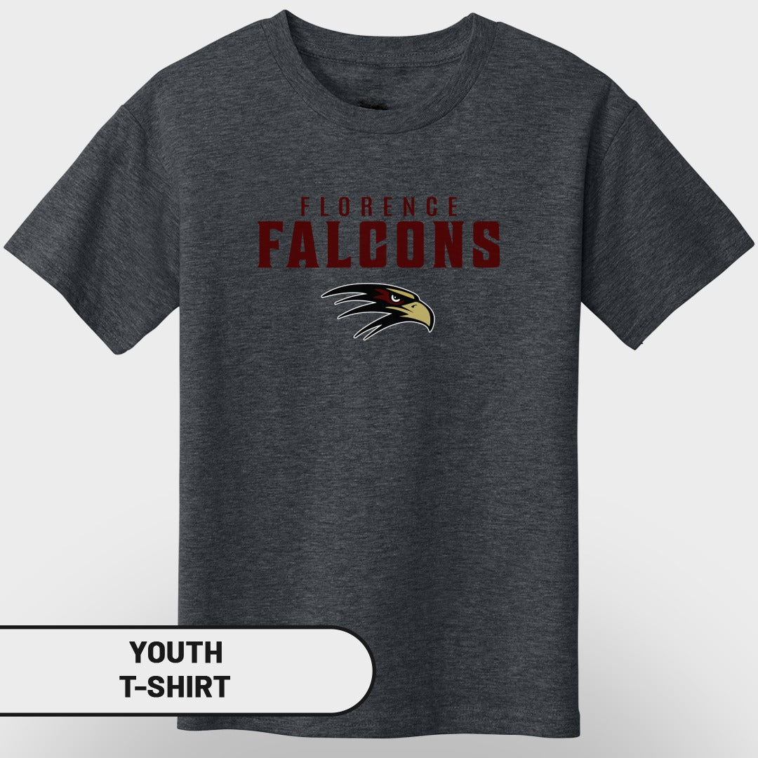 Youth t-shirt with "Florence Falcons" text and a falcon logo.