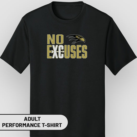No Excuses Adult Performance T-Shirt for Motivational Energy