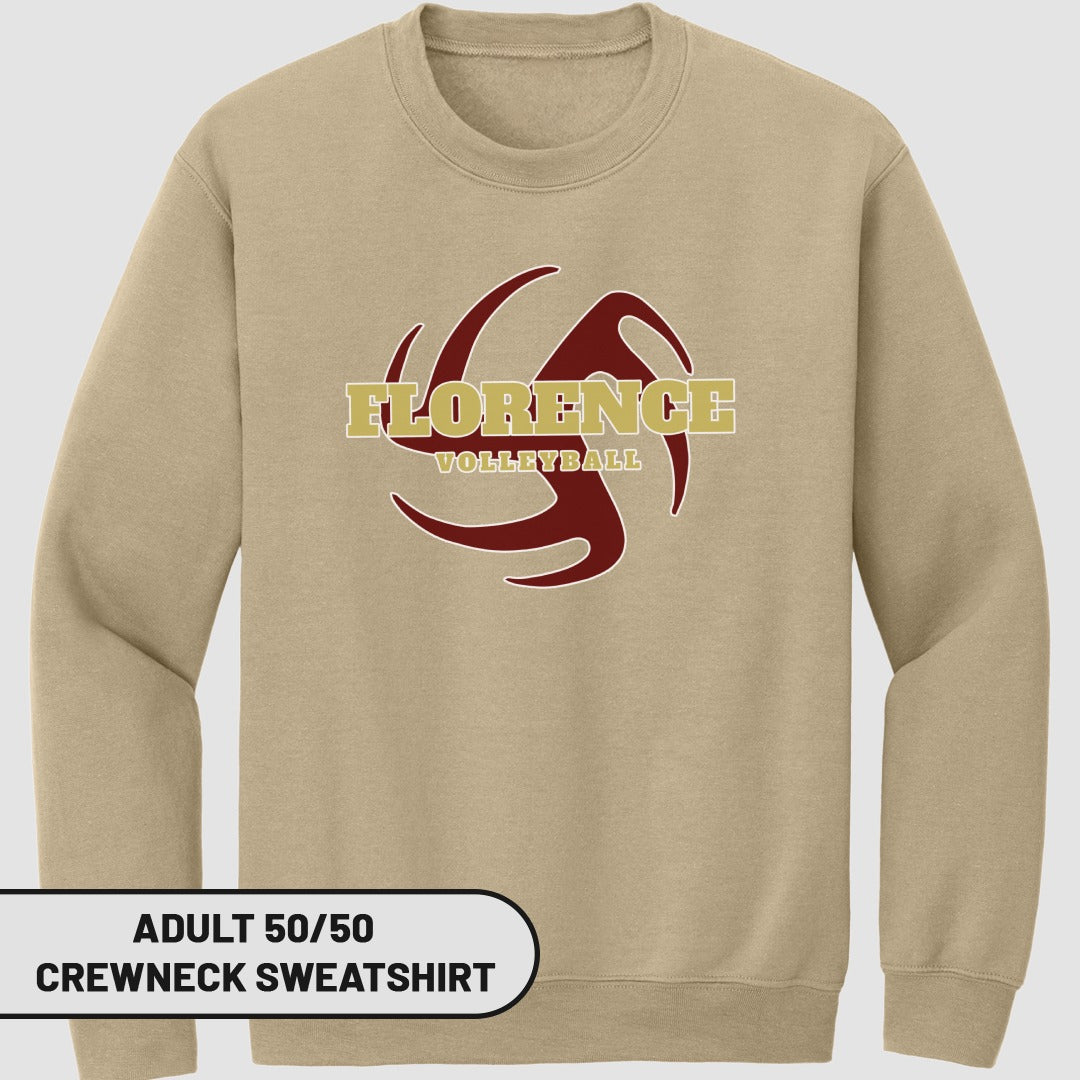 Florence Volleyball Adult 50/50 Crewneck Sweatshirt
