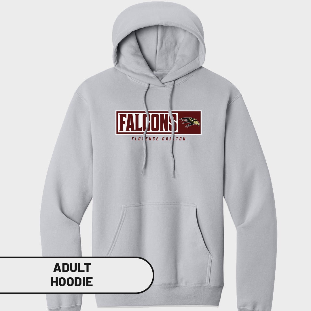 Grey adult hoodie with "FALCONS" text and a falcon logo.