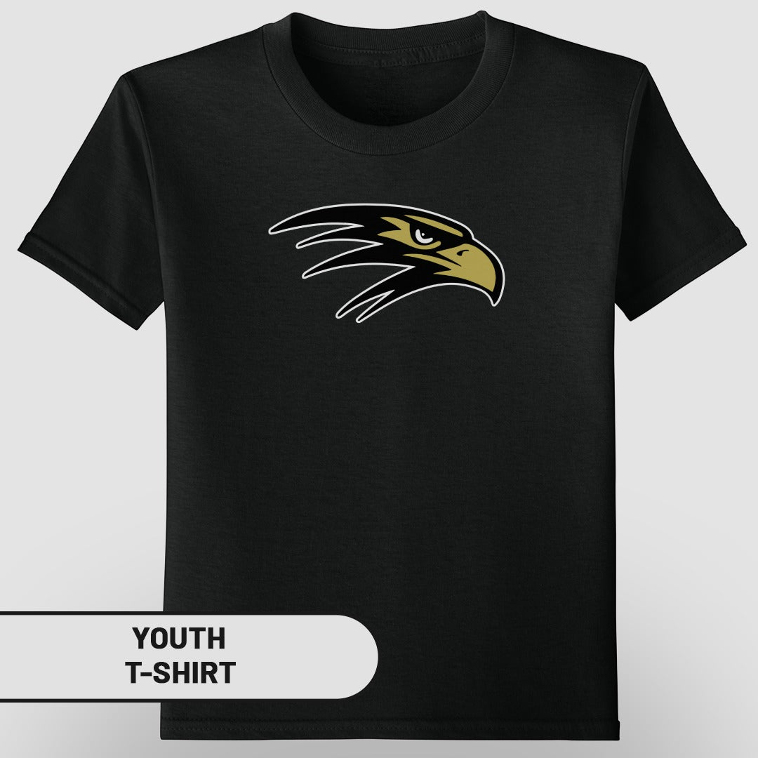 Youth Black T-Shirt with Fierce Eagle Design