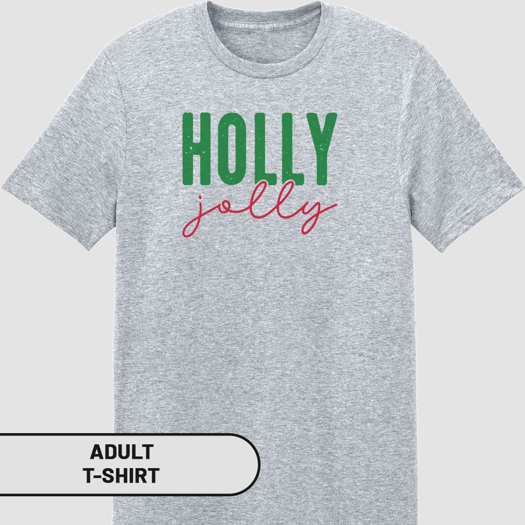 Holly Jolly Design Festive Adult T-Shirt