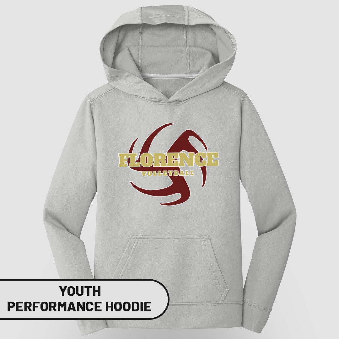 Florence Volleyball Youth Performance Hoodie