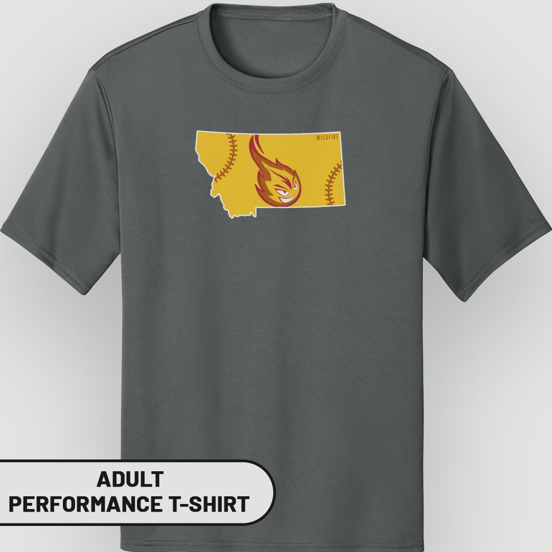 Baseball State Graphic Tee Adult Performance T-shirt
