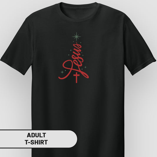 Jesus Christmas Tree Design Adult T-Shirt